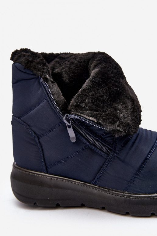 bottes de neige zippées avec fourrure bleu foncé Zeuna