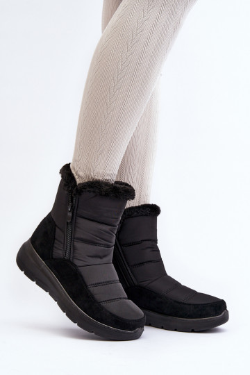 bottes de neige avec fourrure en noir Primose 2