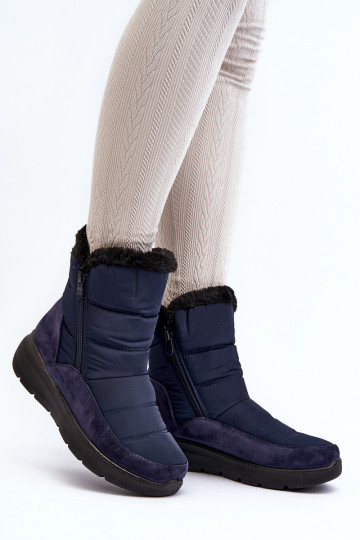 bottes de neige avec fourrure en bleu foncé Primose 2