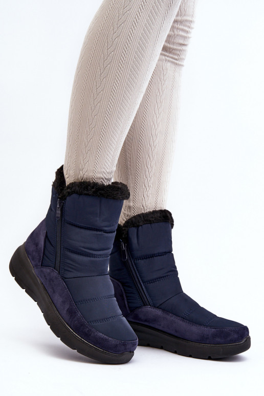 snowboots met bont in donkerblauw Primose