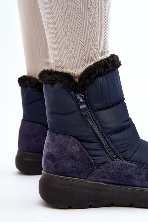 bottes de neige avec fourrure en bleu foncé Primose