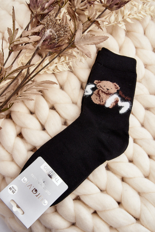 Chaussettes chaudes en coton de couleur noire