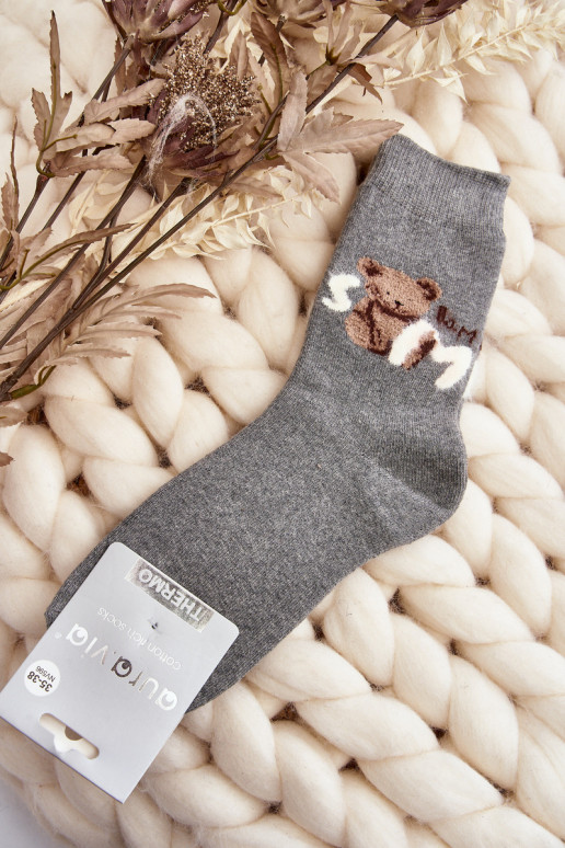 Chaussettes chaudes en coton de couleur grise