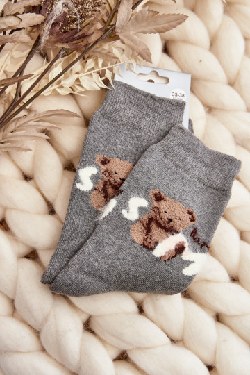 Chaussettes chaudes en coton de couleur grise 2