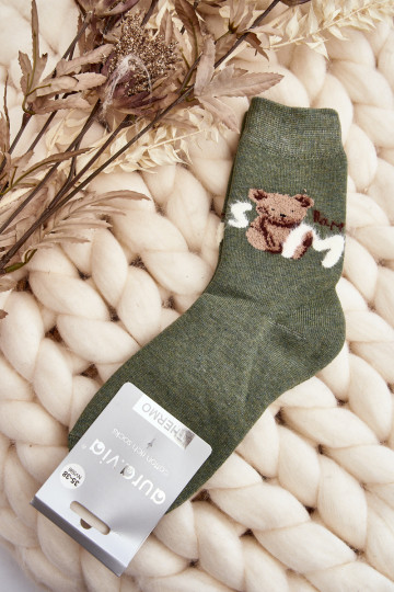 Chaussettes chaudes en coton de couleur verte