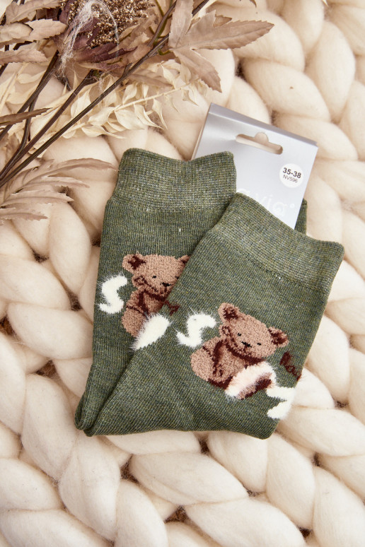 Chaussettes chaudes en coton de couleur verte