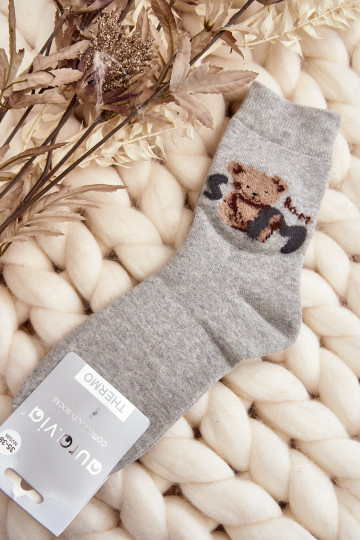 Chaussettes chaudes en coton de couleur grise