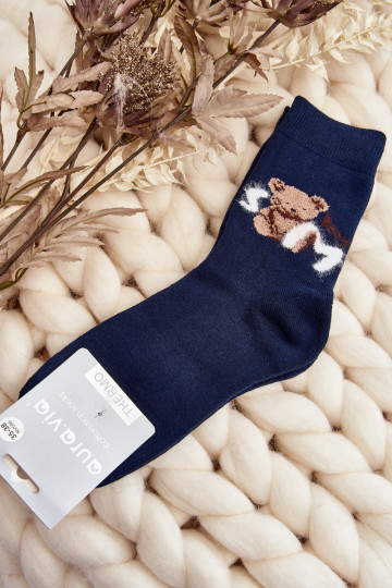 chaussettes chaudes en coton de couleur bleu foncé