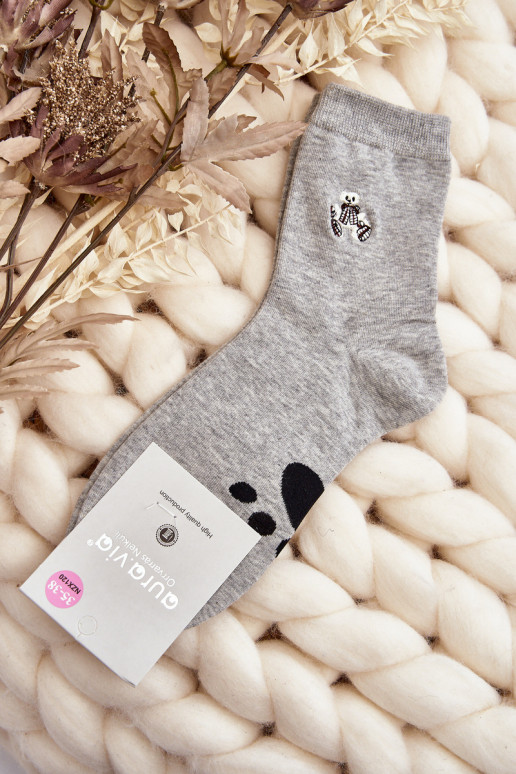Chaussettes en coton avec Ours de couleur gris clair Chaussettes en coton avec Ours de couleur gris clair