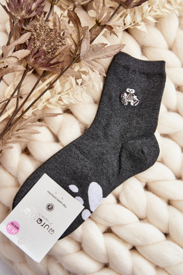 Chaussettes en coton avec ours de couleur grise