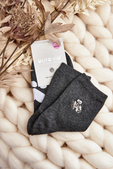 Chaussettes en coton avec ours de couleur grise 2