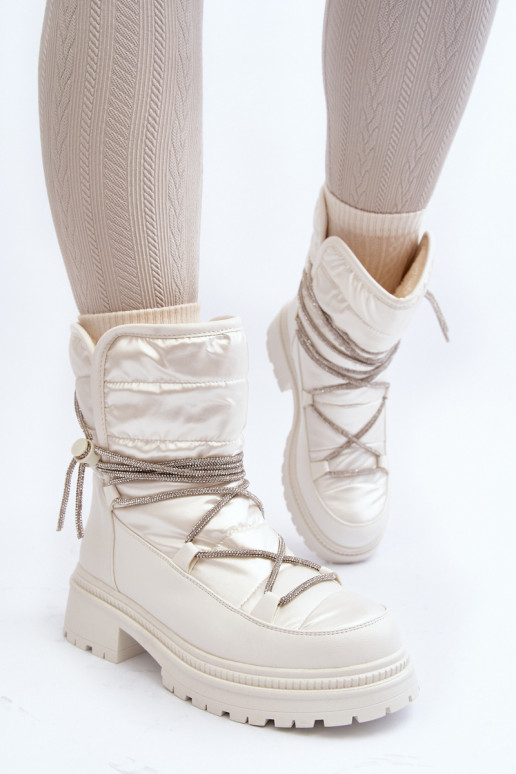 Warme snowboots in de witte kleur Rilana Warme snowboots in de witte kleur Rilana