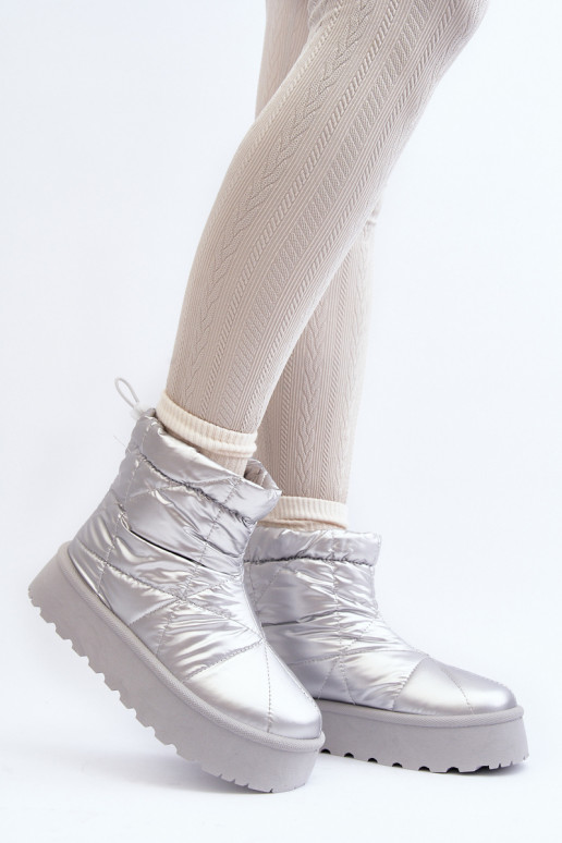 bottes de neige avec plateforme de couleur argent Fionia