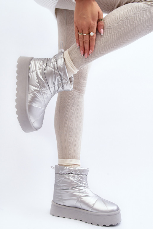 bottes de neige avec plateforme de couleur argent Fionia