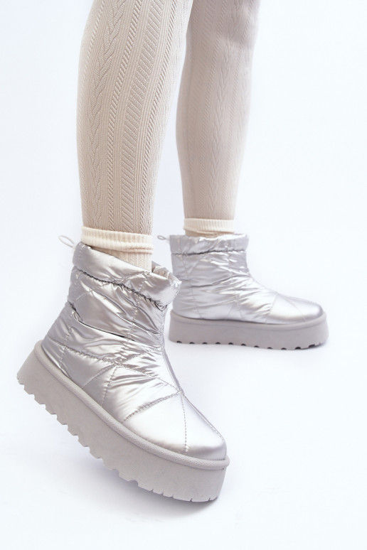 bottes de neige avec plateforme de couleur argent Fionia