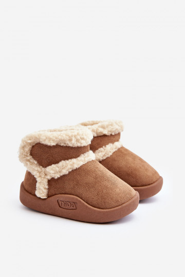 Bottes de neige pour enfants avec attaches adhésives de couleur marron Unitia