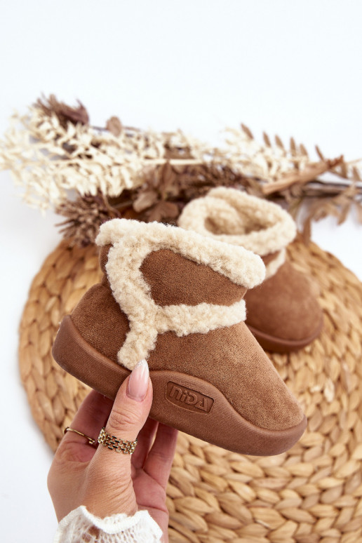 Bottes de neige pour enfants avec attaches adhésives de couleur marron Unitia Bottes de neige pour enfants avec attaches adhésives de couleur marron Unitia