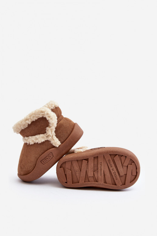 Bottes de neige pour enfants avec attaches adhésives de couleur marron Unitia Bottes de neige pour enfants avec attaches adhésives de couleur marron Unitia