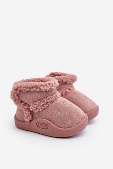 Bottes de neige pour enfants avec attaches adhésives de couleur rose Unitia