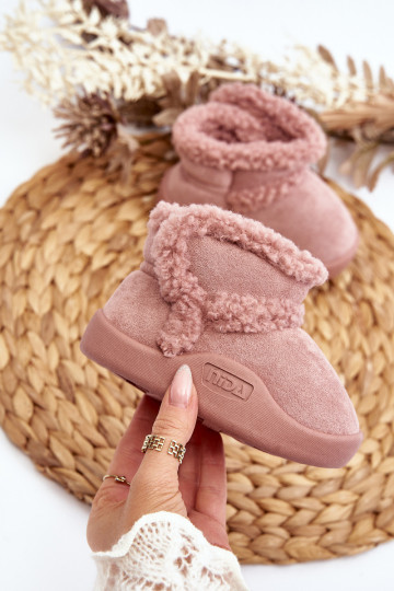 Bottes de neige pour enfants avec attaches adhésives de couleur rose Unitia 2