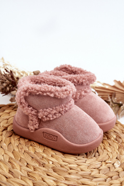 Bottes de neige pour enfants avec attaches adhésives de couleur rose Unitia