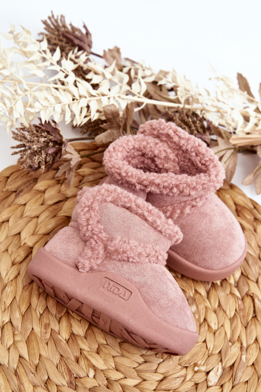Bottes de neige pour enfants avec attaches adhésives de couleur rose Unitia