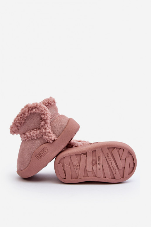 Bottes de neige pour enfants avec attaches adhésives de couleur rose Unitia
