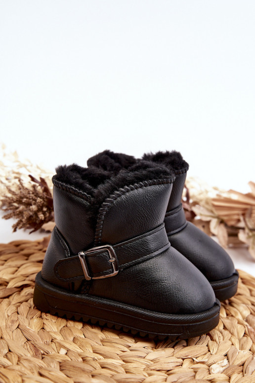 Bottes de neige Eco pour enfants avec sangles de couleur noire Orinor