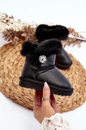 Gewärmte Schneestiefel mit Fell in der Farbe Schwarz Bessie 2