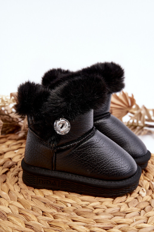 bottes de neige chauffées avec fourrure de couleur noire Bessie