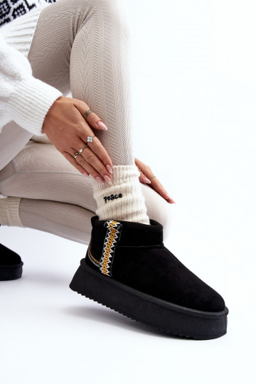 Platform snowboots met patroon in zwart Udra