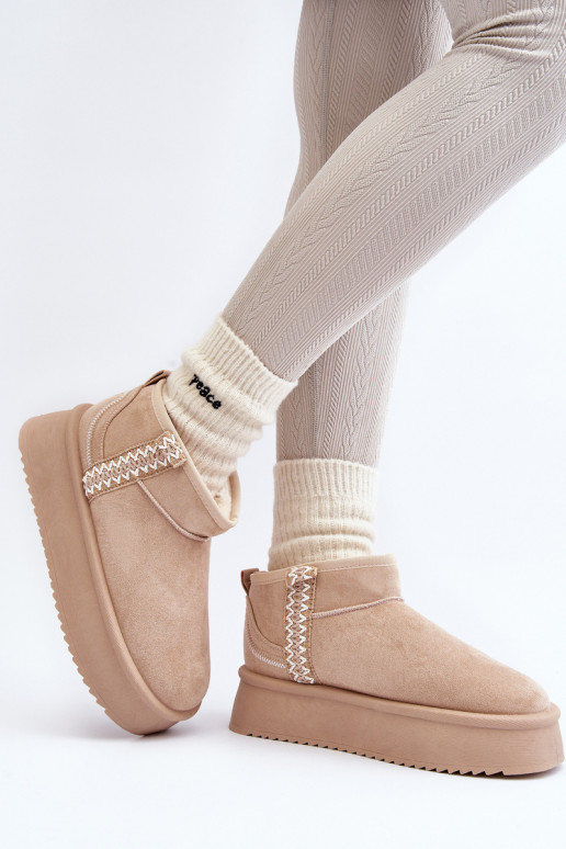 Platform snowboots met patroon in beige Udra Platform snowboots met patroon in beige Udra