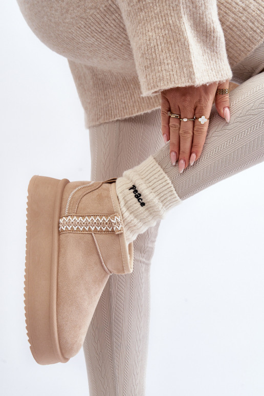 Platform snowboots met patroon in beige Udra Platform snowboots met patroon in beige Udra