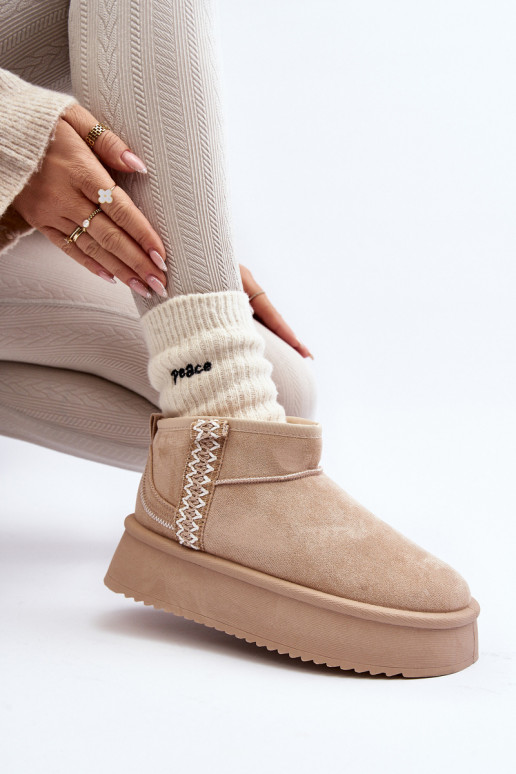 Platform snowboots met patroon in beige Udra Platform snowboots met patroon in beige Udra
