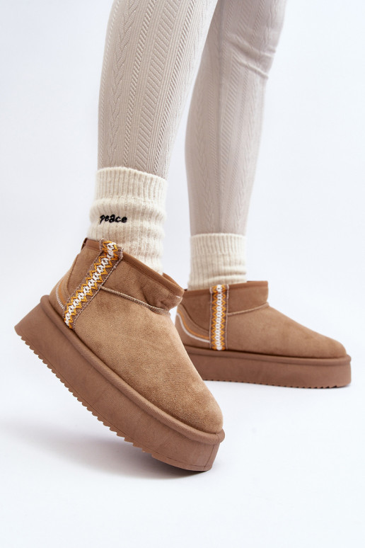 Platform snowboots met patroon in bruin Udra Platform snowboots met patroon in bruin Udra