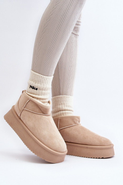 bottes de neige à semelle massive beige Caliksa