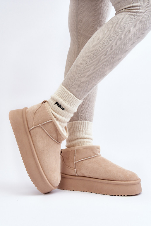 Schneestiefel mit massiver Sohle beige Caliksa Schneestiefel mit massiver Sohle beige Caliksa