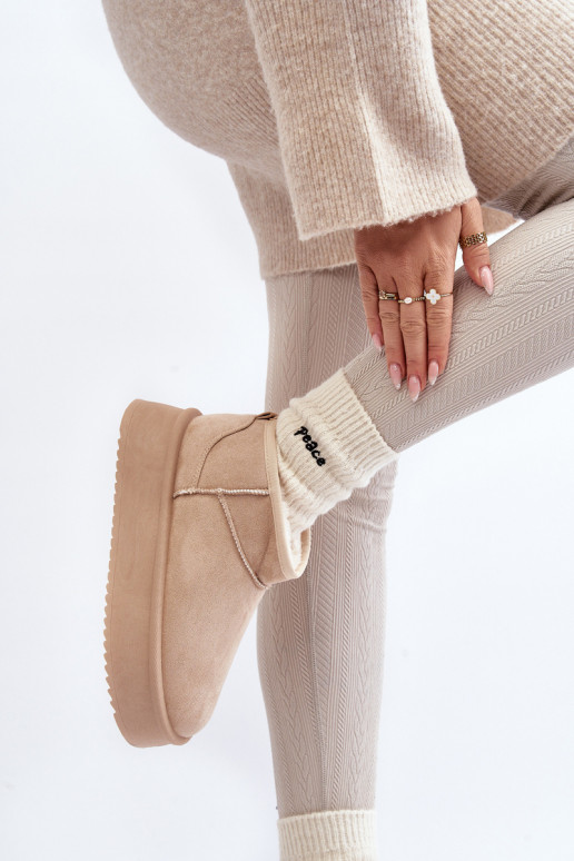 bottes de neige à semelle massive beige Caliksa