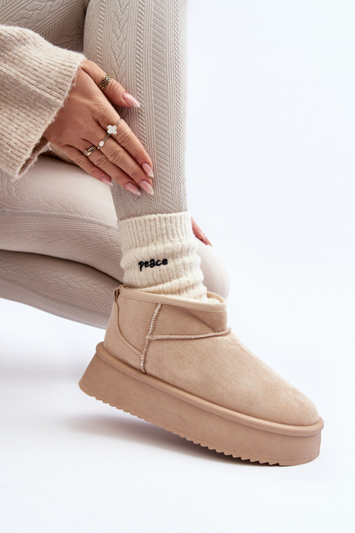 bottes de neige à semelle massive beige Caliksa