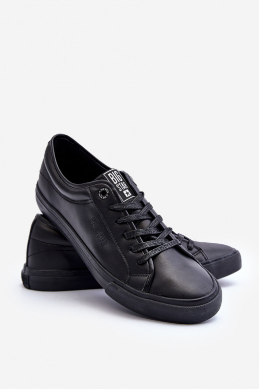 chaussures de loisirs en cuir écologique de couleur noire Big Star JJ174234