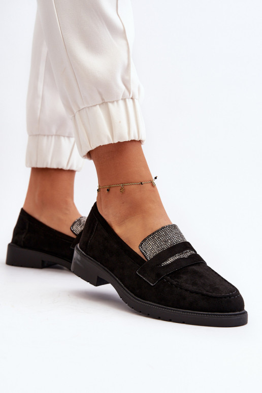 Versierde mocassins in zwarte kleur voor Dananei Versierde mocassins in zwarte kleur voor Dananei