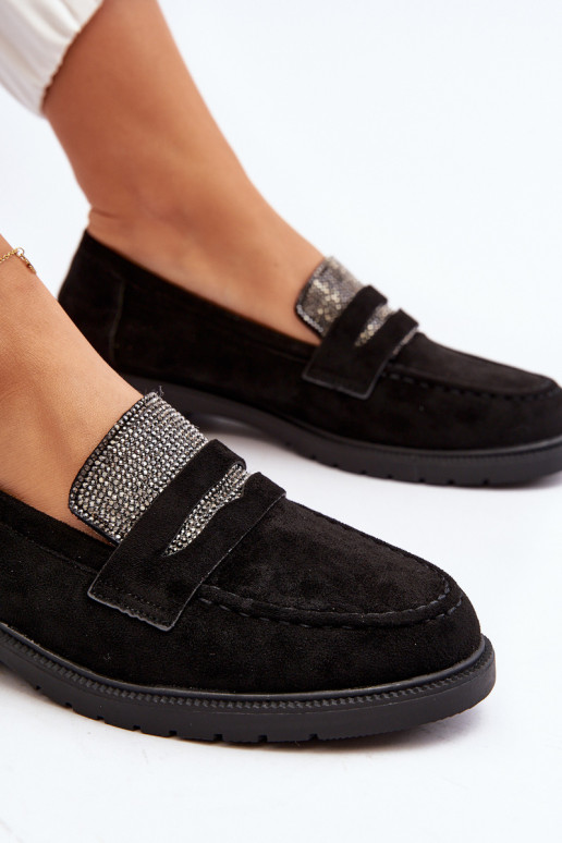 Versierde mocassins in zwarte kleur voor Dananei Versierde mocassins in zwarte kleur voor Dananei