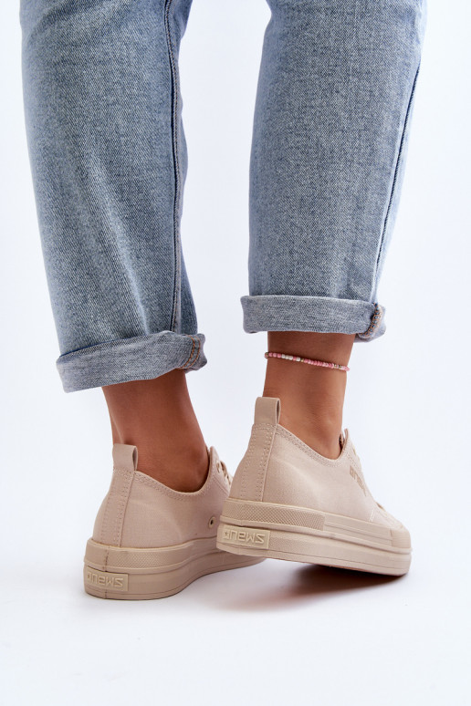 Baskets textile couleur beige Staneva