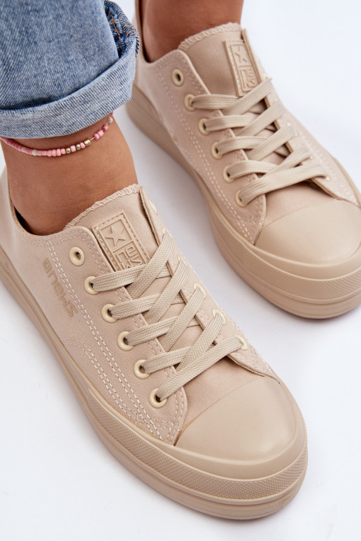 Beigefarbene Textil-Sneaker von Staneva