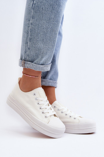 Textiel sneakers in witte kleur Staneva 2