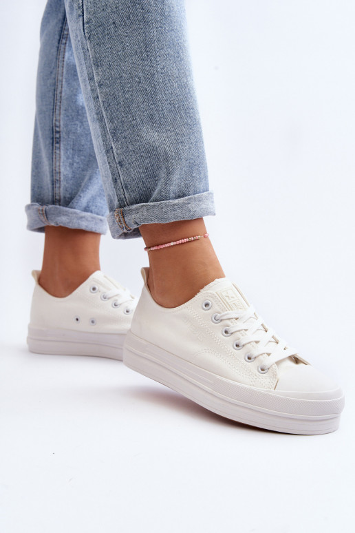 Textiel sneakers in witte kleur Staneva