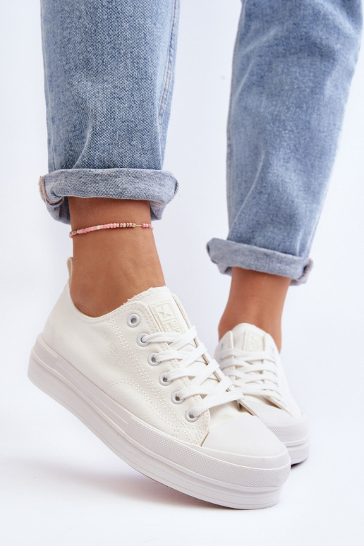 Textiel sneakers in witte kleur Staneva