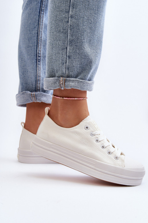 Textiel sneakers in witte kleur Staneva