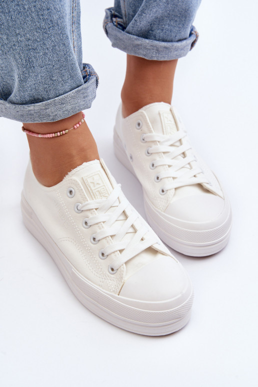 Textiel sneakers in witte kleur Staneva