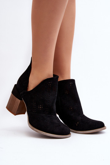 Bottines Niartima pour femme à éléments ajourés et talons en noir